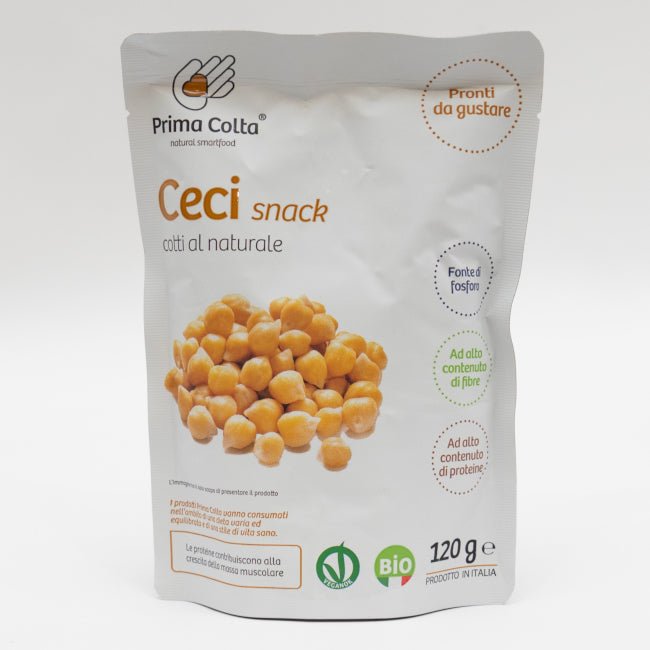 Ceci biologici italiani coltivati in Basilicata, legumi vegani ricchi di fibre, proteine e fosforo ideali per ricette sane e nutrienti.