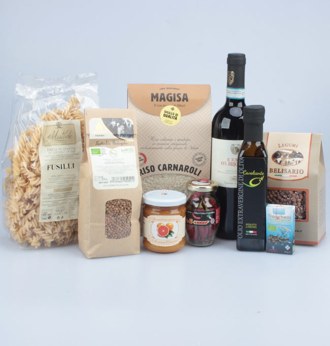 Cesto Regalo per privati con prodotti alimentare di piccole aziende del Sud Italia