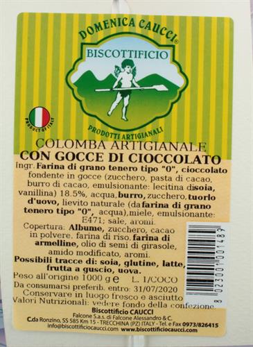 Ingredienti Colomba con Gocce di Cioccolato