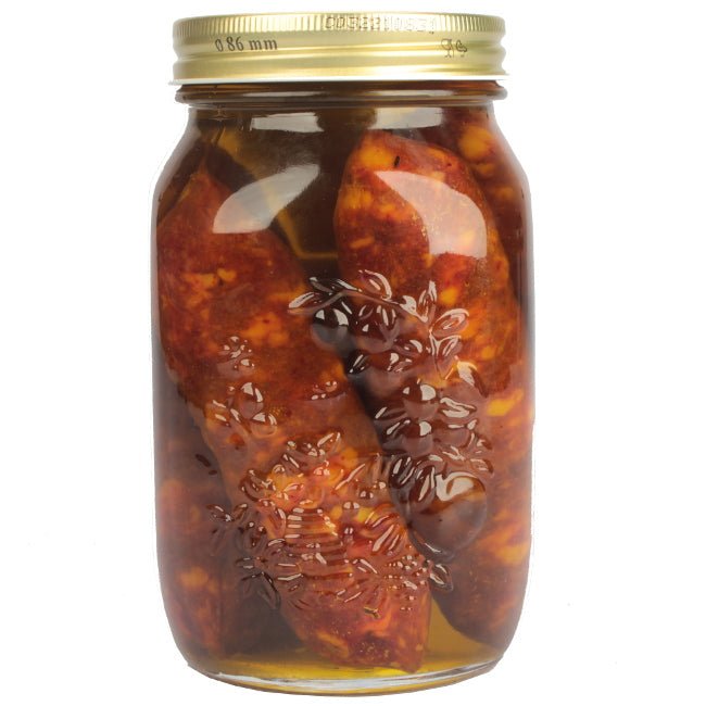 Salsiccia Stagionata sott'olio di Tricarico Carbone