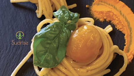 Spaghetti pomodorini gialli e colatura di alici