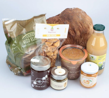 Regalo Box Colazione con prodotti enogastronomici tipici artiginali Lucani Pugliesi e Calabresi