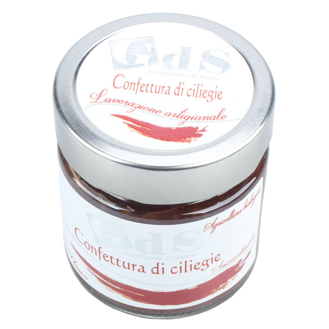 Confettura di ciliegie biologiche GDS di Castronuovo di Sant'Andrea, realizzata artigianalmente con frutta lavorata a mano.