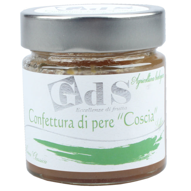 Confettura artigianale di Pere Coscia biologiche GDS, prodotta da Giovanni Di Sirio a Castronuovo di Sant'Andrea in Basilicata.