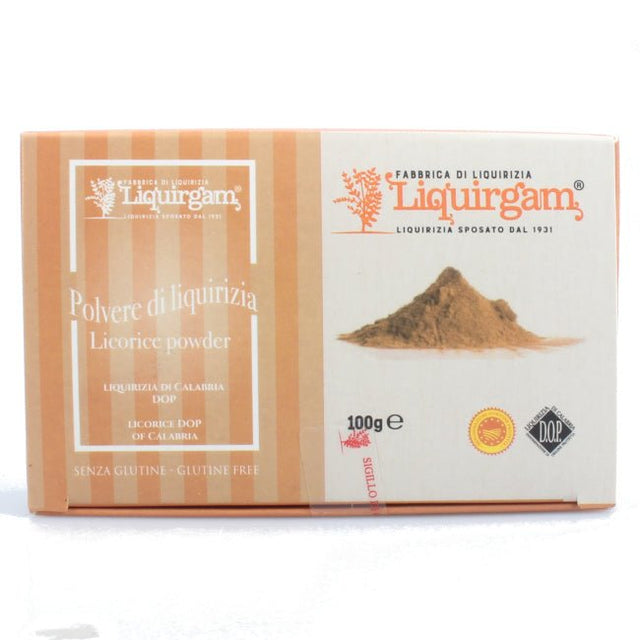 Polvere di liquirizia biologica calabrese, finemente macinata, dal colore intenso e aroma naturale.