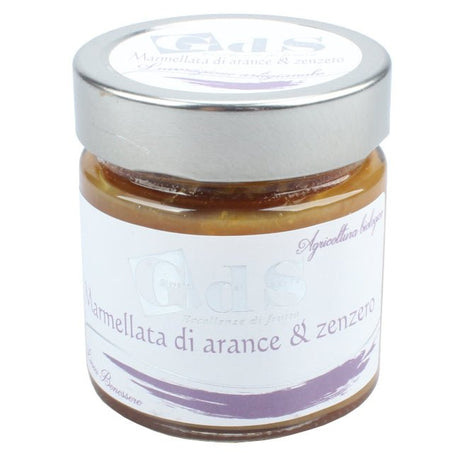 Marmellata artigianale di arance e zenzero di Castronuovo di Sant'Andrea, preparata con agrumi biologici, lavorazione in giornata e ricca di frutta.