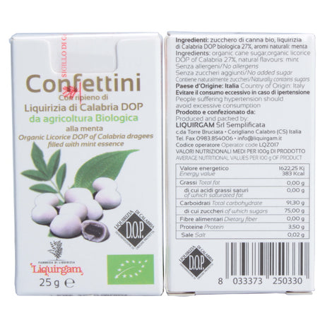 Confettini ripieni di liquirizia di calabria DOP BIOLOGICA alla menta