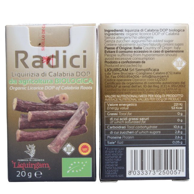 Radici di Liquirizia di Calabria DOP da agricoltura Biologica
