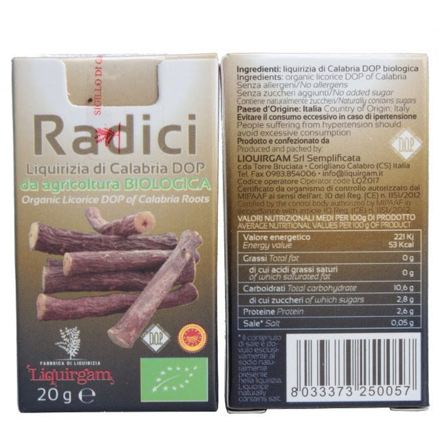 Radici di Liquirizia di Calabria DOP da agricoltura Biologica