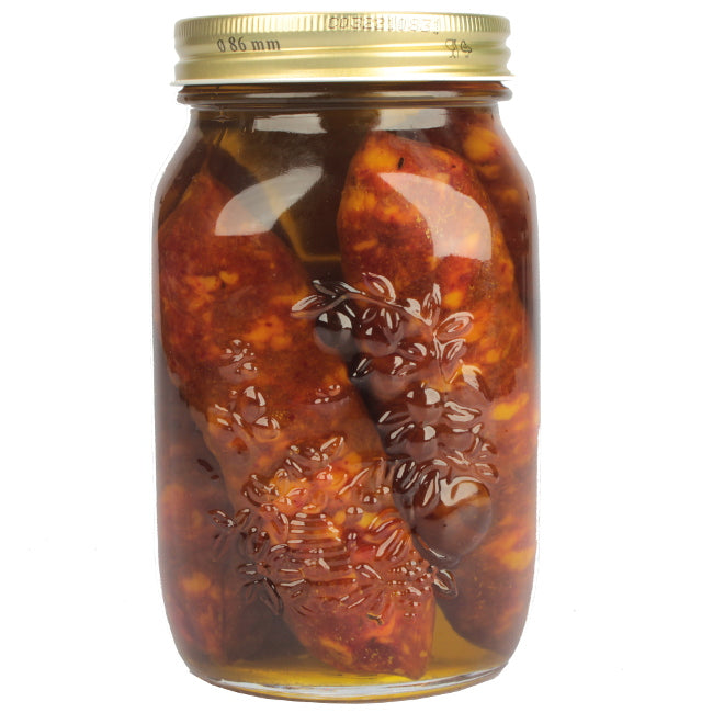 Salsiccia Stagionata sott'olio di Tricarico Carbone